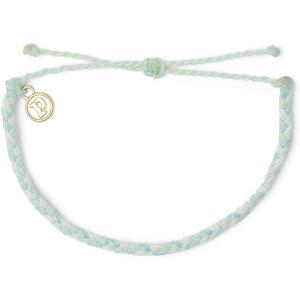 Pura Vida Mini Braided Bracelet – Plated Charm, Adjustable Band(Mini Braided Cool Shoreline)
