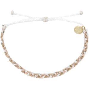 Pura Vida Mini Braided Bracelet – Plated Charm, Adjustable Band(Mini Braided Leche)