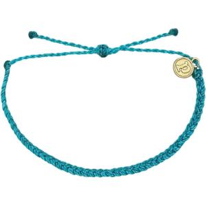 Pura Vida Mini Braided Bracelet – Plated Charm, Adjustable Band(Mini Braided Pacific Blue)