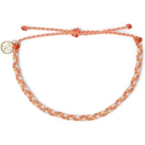 Pura Vida Mini Braided Bracelet – Plated Charm, Adjustable Band(Mini Braided Warm Shoreline)