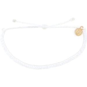 Pura Vida Mini Braided Bracelet – Plated Charm, Adjustable Band(Mini Braided White)