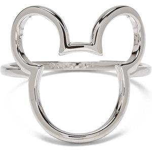 Pura Vida Rose Gold or Silver Plated Disney Mickey Mouse Outline Ring – Brass Base, Stackable Band – Size 5-9(Silver)
