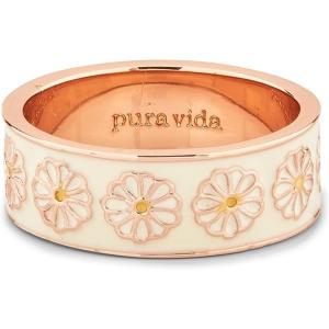 Pura Vida Rose Gold or Silver Plated Dreamy Daisy Ring – Brass Base, Stackable Band, Brand Stamp – Size 5-9(Rose Gold)