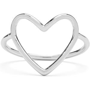 Pura Vida Rose Gold or Silver-Plated Statement Big Heart Stackable Ring – Brass Band, Stylish Design – Sizes 5-9(Silver)