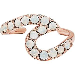 Pura Vida Rose Gold or Silver-Plated Stone Wave Ear Cuff Earring – Czech Crystal or Turquoise Gemstones, Brass Base – 1 Piece(Rose Gold)