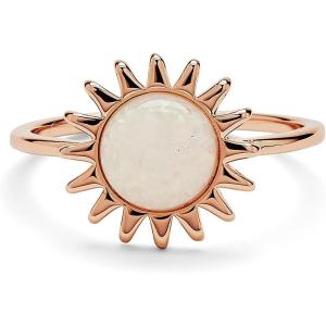 Pura Vida Rose Gold or Silver-Plated Sunshine Ring w/Moonstone – Brass Base, Stylish Design – Size 5-9(Rose Gold)