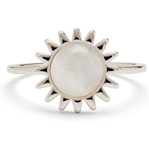Pura Vida Rose Gold or Silver-Plated Sunshine Ring w/Moonstone – Brass Base, Stylish Design – Size 5-9(Silver)