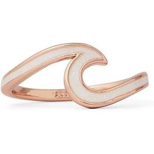 Pura Vida Rose Gold-Plated Enameled Wave Ring – Brass Base Band, Design – Size 5