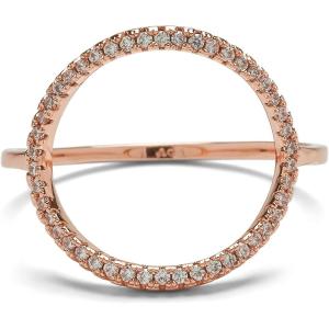 Pura Vida Rose Gold-Plated Pave Open Circle Ring – Cubic Zirconia Stones, Brass Base – Size 5-9