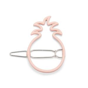 Pura Vida Salmon Enamel Pineapple Hair Barrette – 100% Brass Base, Stylish Clip Design – 2 Inches(Salmon)