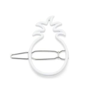 Pura Vida Salmon Enamel Pineapple Hair Barrette – 100% Brass Base, Stylish Clip Design – 2 Inches(White)