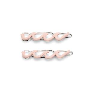 Pura Vida Salmon Enamel Wave Hair Barrette Set – 100% Brass Base, Stylish Clip Design – 2 Inches, Pack of 2(Salmon)
