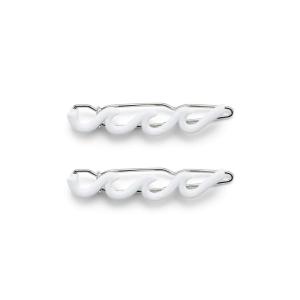 Pura Vida Salmon Enamel Wave Hair Barrette Set – 100% Brass Base, Stylish Clip Design – 2 Inches, Pack of 2(White)