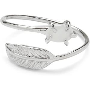Pura Vida Silver Disney Pocahontas Feather Wrap Ring w/Opal Stone – Brass Base, Rhodium Plating – Size 5-9