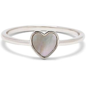 Pura Vida Silver Heart of Pearl Ring, Mother of Pearl, Brass Base Band, Size 5-9