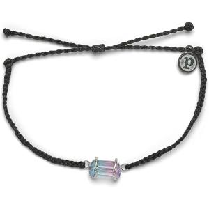 Pura Vida Silver Mermaid Quartz Bracelet – 100% Waterproof, Adjustable Band, Brand Charm(Black)