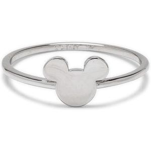 Pura Vida Silver Plated Disney Mickey Mouse Delicate Ring – Brass Base, Rhodium Plating – Size 5-9