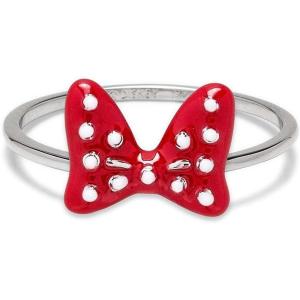 Pura Vida Silver Plated Disney Minnie Mouse Polka Dot Bow Ring – Brass Base, Rhodium Plating – Size 5-9