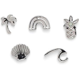 Pura Vida Silver Playa Stud Earring Set – Sterling Silver Posts, Stylish Designs – 5 Pieces