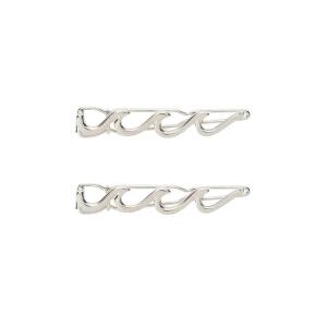 Pura Vida Silver Wave Hair Barrette Set – 100% Brass Base, Stylish Clip Design – 2 Inches, Pack of 2(Silver)