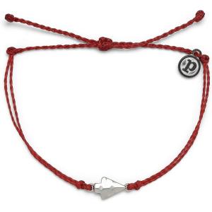 Pura Vida Silver or Gold Antique Arrowhead Bracelet – 100% Waterproof, Adjustable Band – Brand Charm(Red)