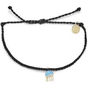 Pura Vida Silver or Gold Jellyfish Bracelet – 100% Waterproof, Adjustable Band – Plated Brand Charm(Gold / Black)