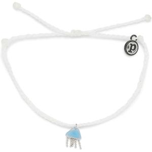 Pura Vida Silver or Gold Jellyfish Bracelet – 100% Waterproof, Adjustable Band – Plated Brand Charm(Silver / White)