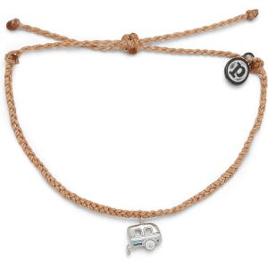 Pura Vida Silver or Gold On the Road Bracelet – 100% Waterproof, Adjustable Band – Brand Charm(Teal)