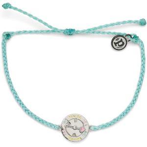 Pura Vida Silver or Gold Spinner Bracelet – 100% Waterproof, Adjustable Band – Plated Brand Charm(Silver / Seafoam)