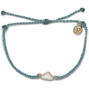 Pura Vida Silver or Rose Gold Opal Cloud Bracelet w/Synthetic Opalite – 100% Waterproof, Adjustable Band, Brand Charm(Rose Gold / Smoke Blue)