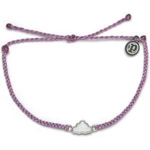 Pura Vida Silver or Rose Gold Opal Cloud Bracelet w/Synthetic Opalite – 100% Waterproof, Adjustable Band, Brand Charm(Silver / Lavender)