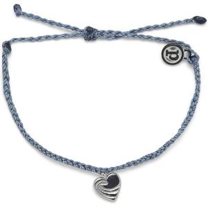 Pura Vida Silver or Rose Gold Surf Love Bracelet – 100% Waterproof, Adjustable Band – Brand Charm(Blue)
