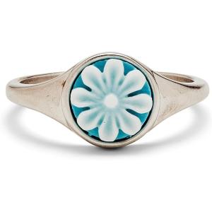 Pura Vida Silver-Plated Cameo Flower Stackable Ring – Brass Base, Stylish Design – Size 5-9