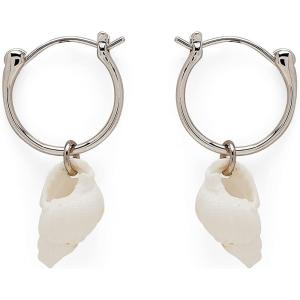 Pura Vida Silver-Plated Elle Shell Hoop Earrings – Brass Base, Sterling Silver Posts – 1 Pair