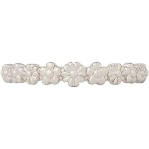 Pura Vida Silver-Plated Floral Stackable Ring – Sterling Silver Band Design – Sizes 5-9