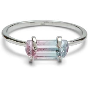 Pura Vida Silver-Plated Mermaid Quartz Ring w/Rainbow Stone – Brass Base, Rhodium Plating – Size 5-9