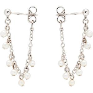 Pura Vida Silver-Plated Pearl Chain Wrap Earrings – Brass Base, Sterling Silver Posts – 1 Pair