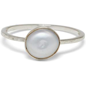 Pura Vida Silver-Plated Pretty in Pearl Ring, .925 Sterling Silver Band, 5-9