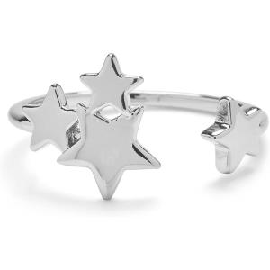 Pura Vida Silver-Plated Starlight Ring – Adjustable Ends, Brass Base, Rhodium Plating – Size 5-9