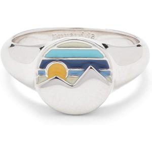 Pura Vida Silver-Plated Twin Peaks Enamel Signet Ring – Brass Band, Sizes 5-9