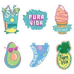 Pura Vida Surfer Girl Sticker Pack – Exclusive Colorful Design, Adhesive Accessories – 4 Pieces(Cool and Sweet)