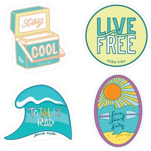 Pura Vida Surfer Girl Sticker Pack – Exclusive Colorful Design, Adhesive Accessories – 4 Pieces(Surfer Girl)