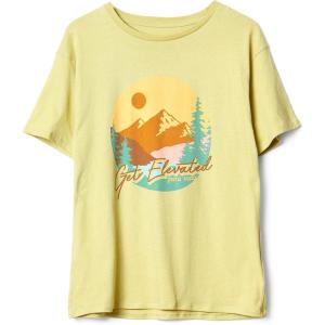 Pura Vida Women’s Get Elevated Crewneck Shirt – Short Sleeves, Oversized Tee – Fall Yellow(Fall Yellow)