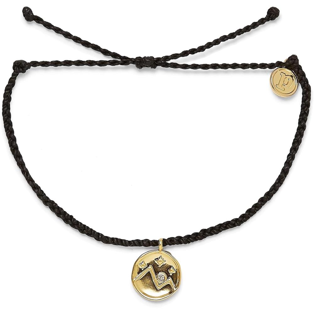 imagePura Vida Bracelet Silver or Gold Crystal Mountain Coin Charm Bracelet  Handmade with Czech Crystal Adjustable with Waterproof Band  Stackable Bracelets Handmade BraceletssBlack