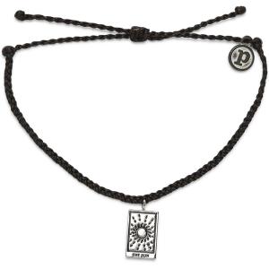 Pura Vida Bracelet Silver Tarot Charm Bracelet – Adjustable Bracelet with Waterproof Band, String Bracelet for Women – Stackable Bracelets, Handmade Braceletss(Silver/Sun)