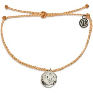 Pura Vida Bracelet Silver or Gold Crystal Mountain Coin Charm Bracelet – Handmade with Czech Crystal, Adjustable with Waterproof Band – Stackable Bracelets, Handmade Braceletss(Tan)
