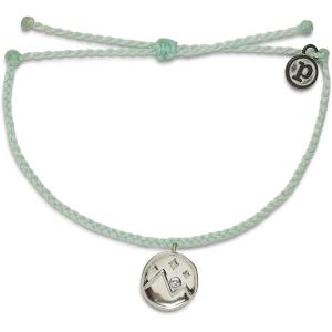 Pura Vida Bracelet Silver or Gold Crystal Mountain Coin Charm Bracelet – Handmade with Czech Crystal, Adjustable with Waterproof Band – Stackable Bracelets, Handmade Braceletss(Winterfresh)