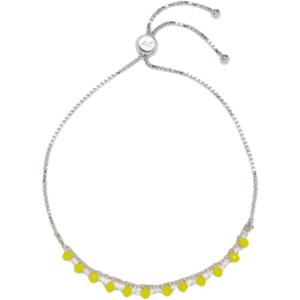 Pura Vida Neon Chain Slider Bracelet – Womens Glass Bead Bracelet, Silver with Rhodium Plating – Cute, Trendy – Yellow/Blue(Yellow)