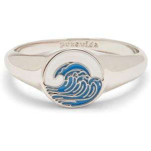Pura Vida Silver-Plated Make Waves Stackable Signet Ring – Brass Base, Stylish Design – Sizes 5-9