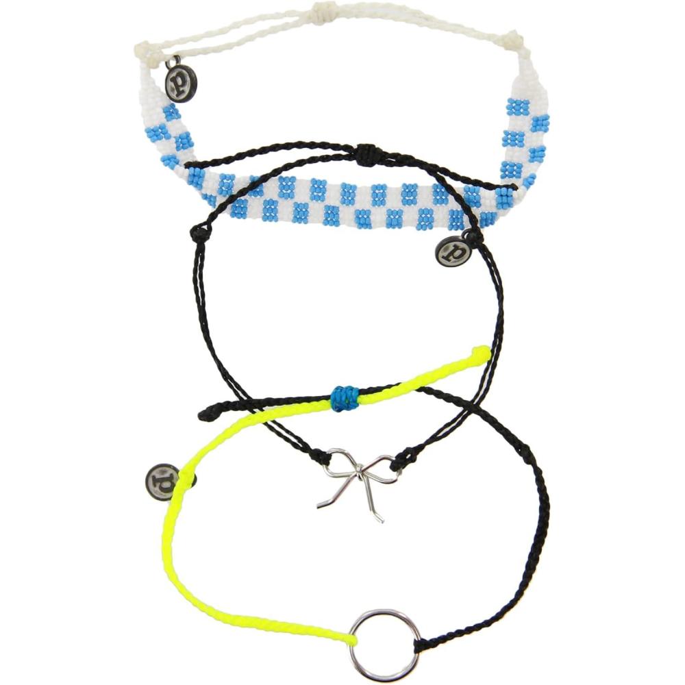 imagePura Vida Bracelets Pack Circle amp Bow Checkerboard Bracelet Stack  Set of 3 Stackable Bracelets for Women Summer Accessories amp Cute Bracelets  Includes 3 String Bracelets